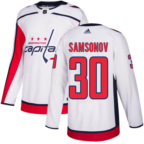 Adidas Washington Capitals 30 Ilya Samsonov White Road Authentic Stitched Youth NHL Jersey